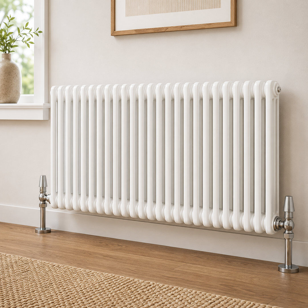 White Stone Uxbridge Horizontal Traditional Colosseum Radiator White 600mm H x 1370mm W x 130mm D