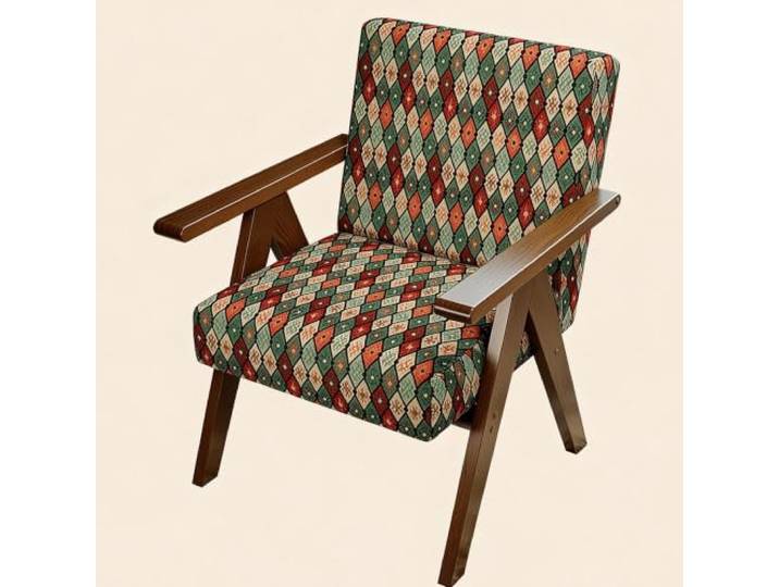 Loungesessel Sessel Vintage Relaxsessel Moderner Gepolsterter Ohrensessel Sessel Stoff mit Armlehnen Retro Stil Einzelsofa for Wohnzimmer/Schlafzimmer/Empfangsbereich(D)
