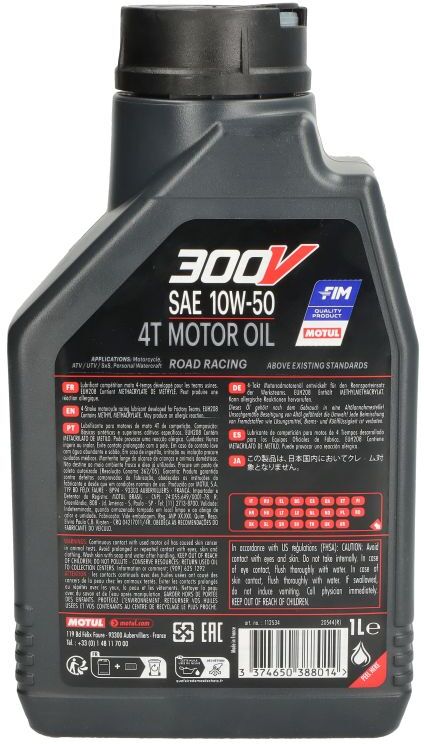Motoröl 4T MOTUL 112534 300VRR 10W50 1L
