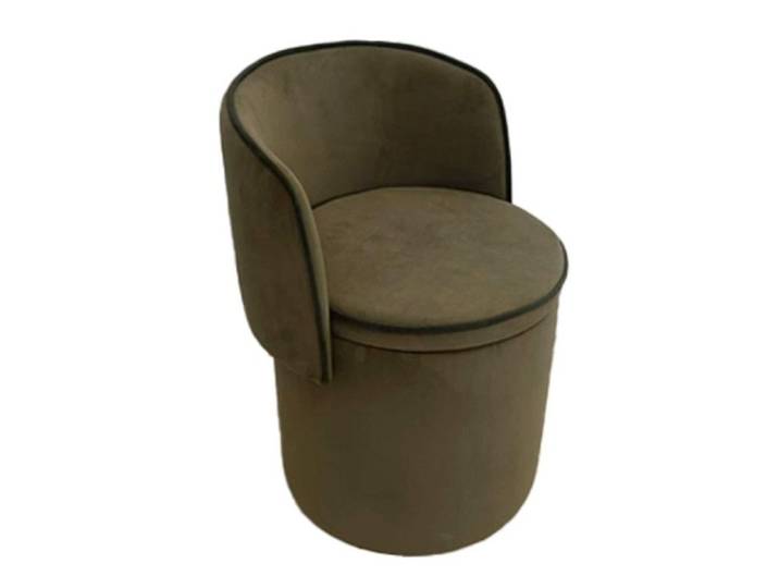 Pouf fauteuil en velours Eclipse kaki - Amadeus