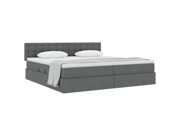KTHLBRH Boxspringbett mit Matratze, Dunkelgrau, 200 x 200 cm Minimales Design, stabiler Rahmen, Hebemechanismus, extra Stauraum