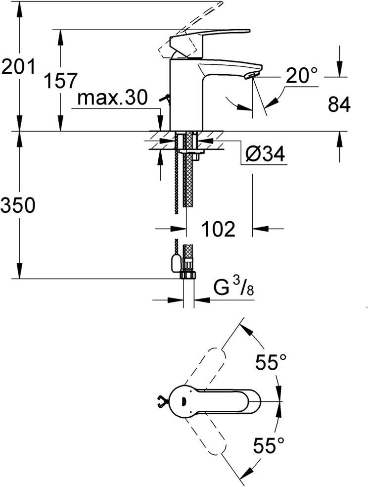 Grohe Eurostyle C Einhand-Waschtischbatterie EcoJoy