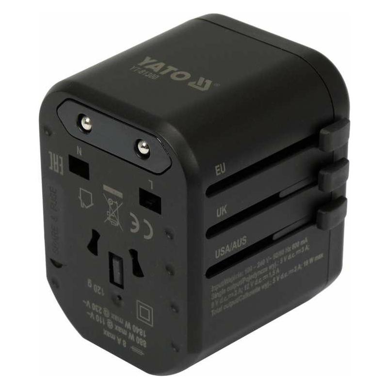 Yato Adapter Podróżny Uniwersalny USB / USB-C 18w (YT-81300)