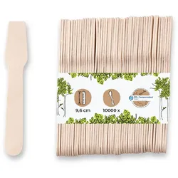 BIOZOYG 500 Stück Einweg Eislöffel 9,6 cm kleine Holzlöffel, Einweglöffel, kleine Eisspatel, umweltfreundlich, biologisch abbaubar, nachhaltig