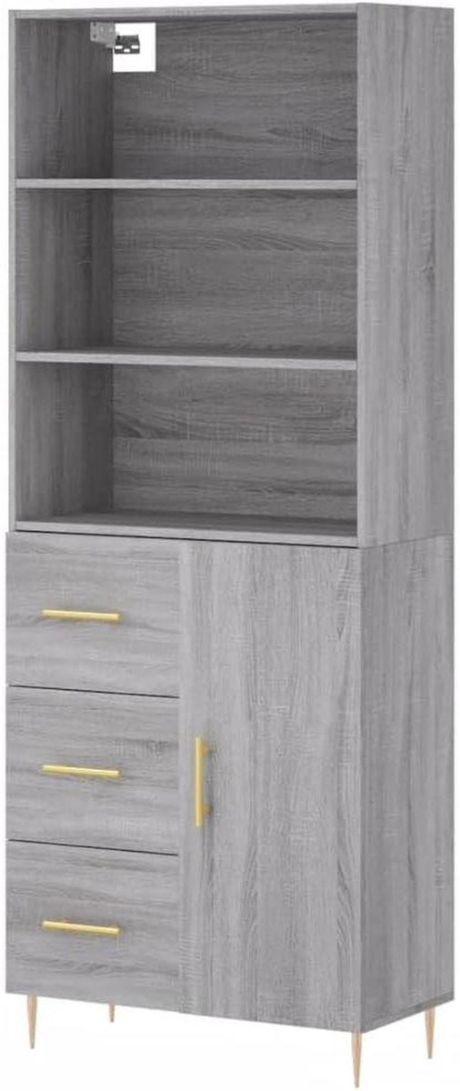 Highboard Kast Grijs Sonoma voor de Woonkamer B: 69.5 cm, D: 34 cm, H: 180 cm