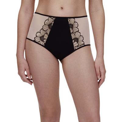 Slip CHANTELLE "LUSH", Damen, Gr. 40, schwarz (schwarz, soft pink), Obermaterial: 73% Polyamid, 27% Elasthan, Unterhosen Slip, Stickerei, Tüll, blickdichtes Gewebe