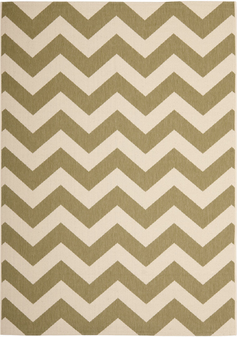 Brayden Studio Camellia Chevron Hand Woven Indoor / Outdoor Area Rug Green/Beige Rectangle 160 x 231 cm