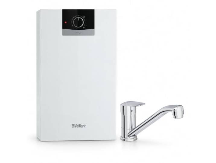 VanFlake Vaillant Set eloSTOR plus VEN 10/7-5 Untertischspeicher 10 Liter mit schwenkbarer Spültischarmatur 144 mm, Niederdruck, Chrom - Kleinspeicher Komplettset