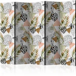 Paravent Tropical Geometry II Weiß/Beige