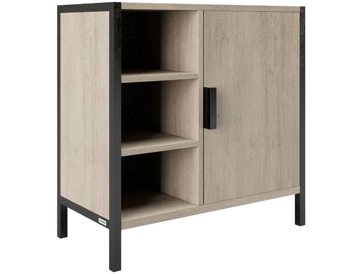 Waschbeckenunterschrank PLAYBOY JAYDEN , schwarz (wild eiche, schwarz, matt), B:60cm H:60cm T:30cm, Holzwerkstoff, Metall, Schränke, Waschbeckenunterschrank