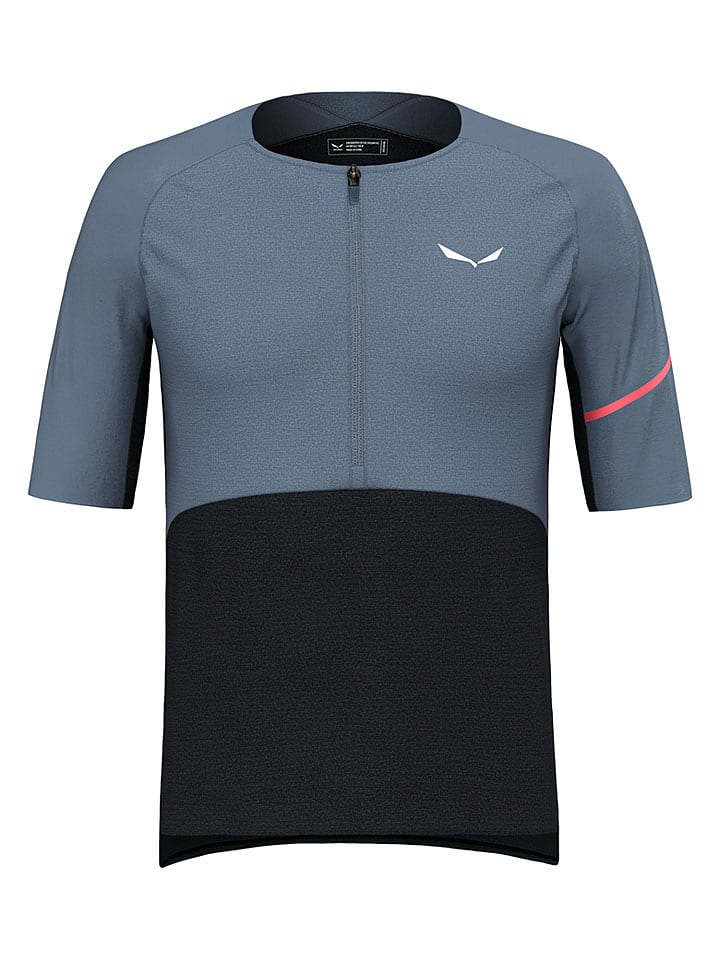 Salewa Fahrradshirt "Vento Merino" in Hellblau/ Schwarz - S