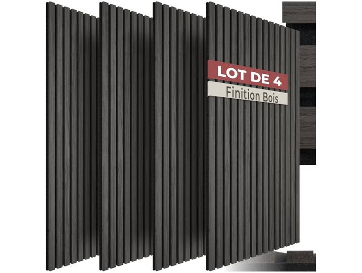 Lot De 4 Panneaux Acoustiques 60 X 120 2\,1cm Chêne Noir