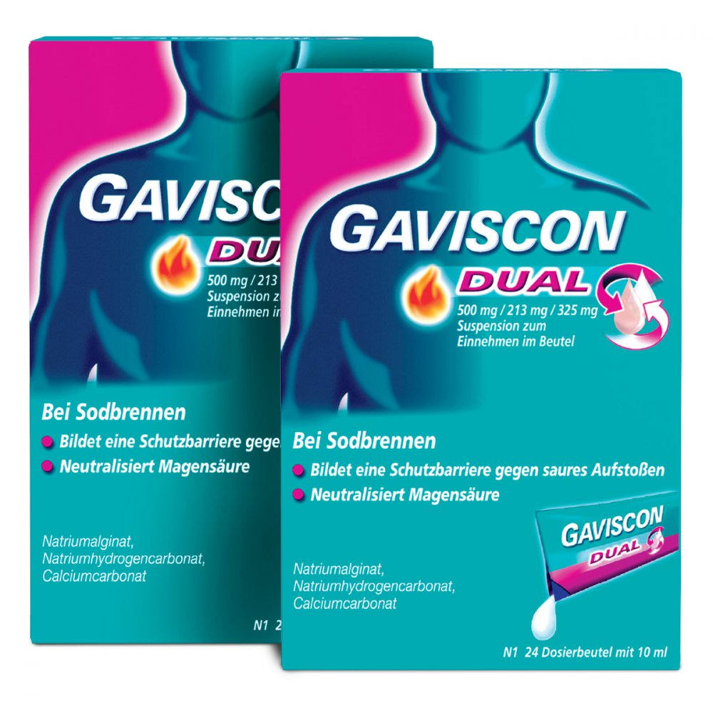 Reckitt Benckiser Deutschland GmbH GAVISCON Dual 500 mg, 213 mg, 325 mg Suspension Dosierbeutel 08100155
