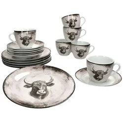 Toro 18tlg Kaffeeservice Porzellan 6Pers Tasse Untertasse Teller Kuh Landhaus