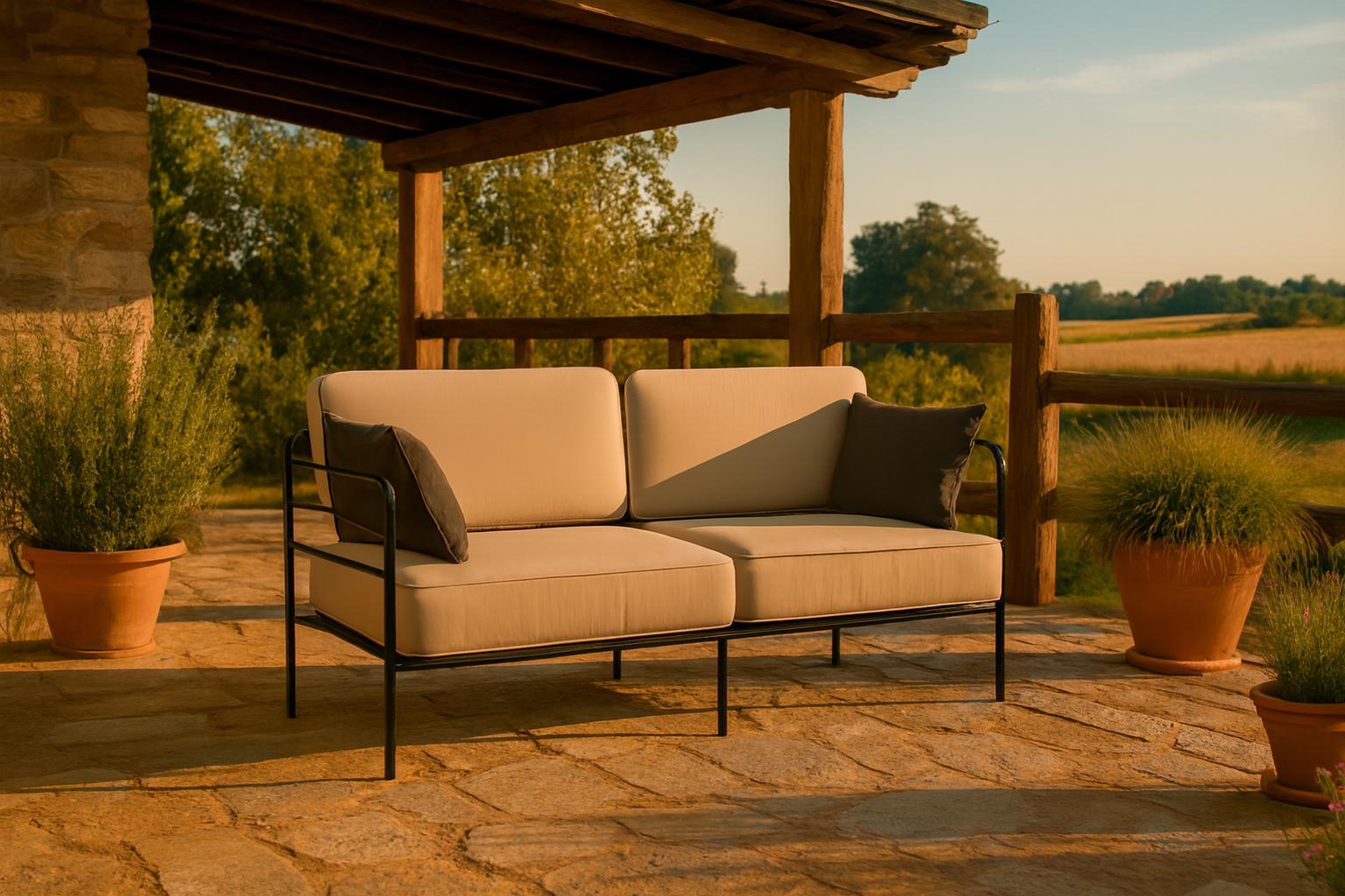 Garten-Zweisitzer Sofa Teneryfa Kanaria für die Terrasse, mit Metallgestell
