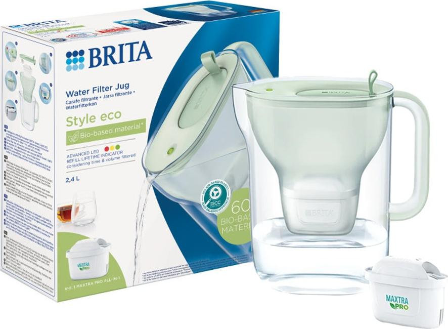 BRITA Style Eco waterfilterkan 2,4 liter poedergroen met MAXTRA PRO waterfilter
