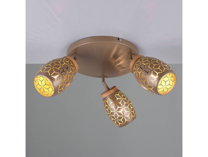 Plafonnier Bidar Ø 58cm Marron/Marron 3 Matériau : Métal Surface en métal : Laqué Type de métal : Fer E14