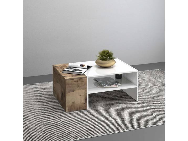 Couchtisch HOME AFFAIRE Coro, Couchtisch, Couchtisch mit seitlichem Stauraum,Sofatisch , weiss (weiß matt, ahorn), B:90cm H:40cm T:60cm, Tische, Couchtisch, Länge 90 cm, mit zwei Ablagefächern davon eines geschlossen