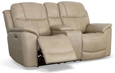 Crew Leather Power Reclining Zero Gravity Loveseat with Console, Power Headrests & Lumbar by Flexsteel