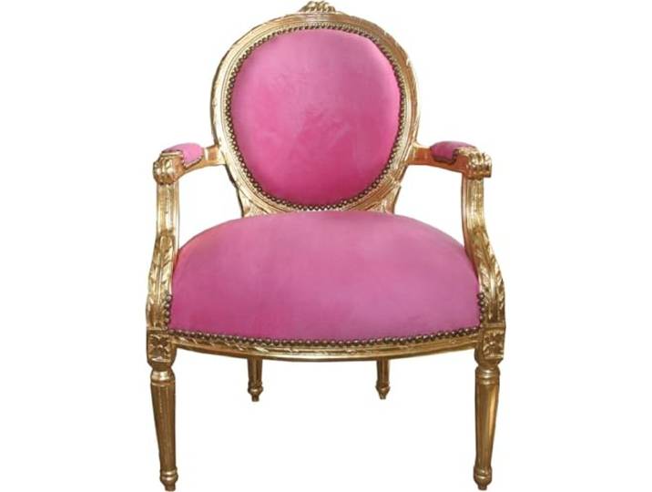 Casa Padrino Barock Medaillon Salon Stuhl Rosa/Gold - Möbel Antik Stil