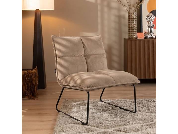 Bronx71 Samt Sessel Malaga modern taupe