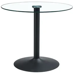 OKWISH Bartisch Glas und Metall Schwarz/Transparent rund 85x85x76 cm mit gehärteter Glasplatte