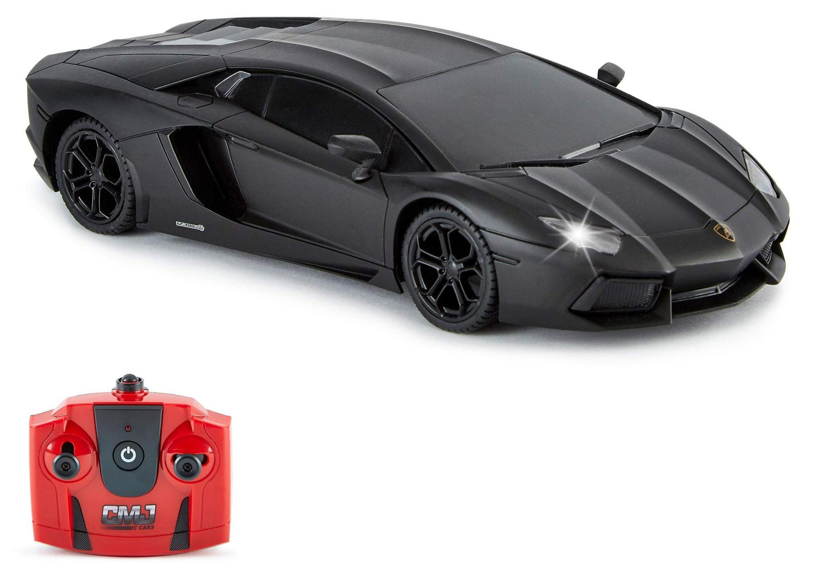 CMJ RC Auto Lamborghini Aventador Afstandsbedieningsauto met werklampen schaal 1:24 zwart