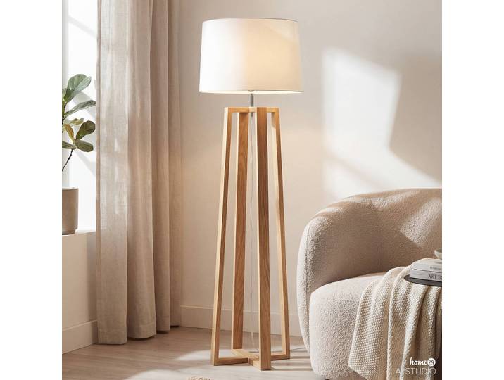 Lampadaire NORAL 51 x 167 x 51cm Blanc/Marron Lin E27