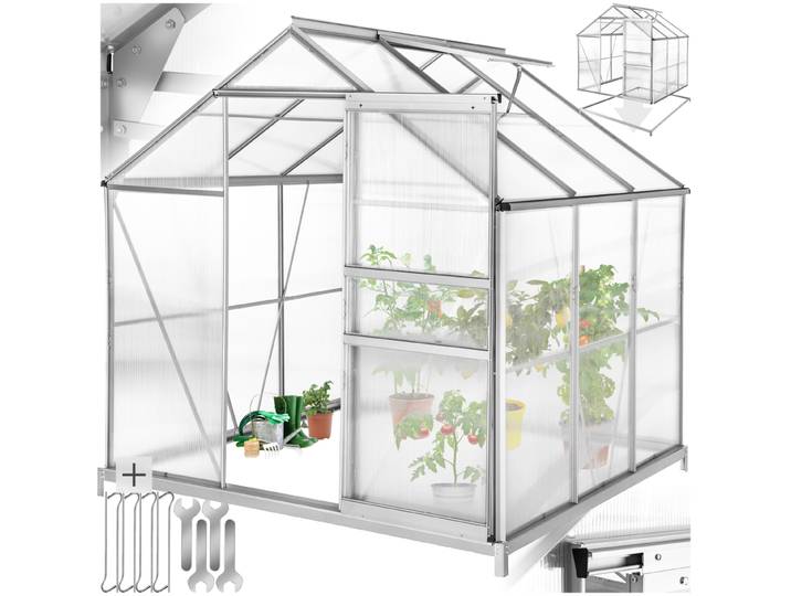 Serre en aluminium avec fondation, résistant aux UV - blanc transparent