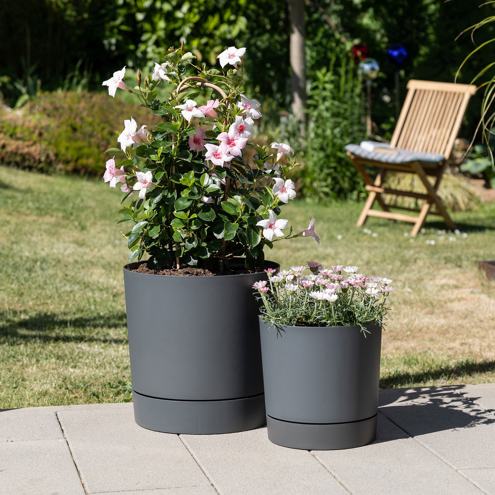 home24 Plantenbak tub grijs/donkergrijs Ø 38 cm