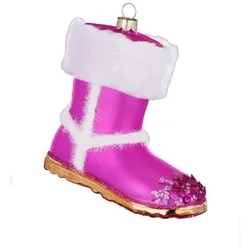 Holly & Jolly Winterstiefel Glas 9cm Christbaumschmuck Weihnachtskugeln Schneestiefel pink