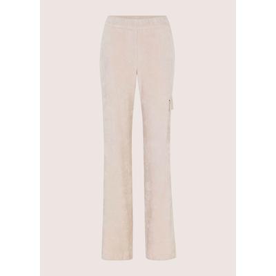 Schlupfhose MADELEINE "Hose Cord-Schlupfhose im Cargo-Stil", Damen, Gr. 19, beige (perlweiß), Modern, gerade, Hosen Schlupfhose