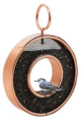 Good Directions Circle Fly-Thru Copper Bird Feeder, With Stainless Steel Black Mesh Panels