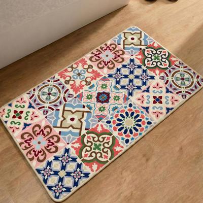 Badematte GINO FALCONE "Aquata GF-160, Badvorleger, Badezimmer Teppich", bunt (rose), H:7mm, Kunstfaser, Badematten, Badematte, Badteppich, bedruckt, Fliesen Optik, rechteckig