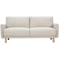 3-Sitzer Designsofa in beige Samtoptik Textur und hellem Holz BONO