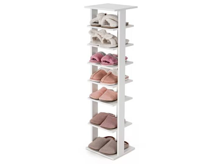 Étagère à chaussures en bois à 7 niveaux personnalisée, étagère à chaussures étroite, étagère de rangement et d'exposition