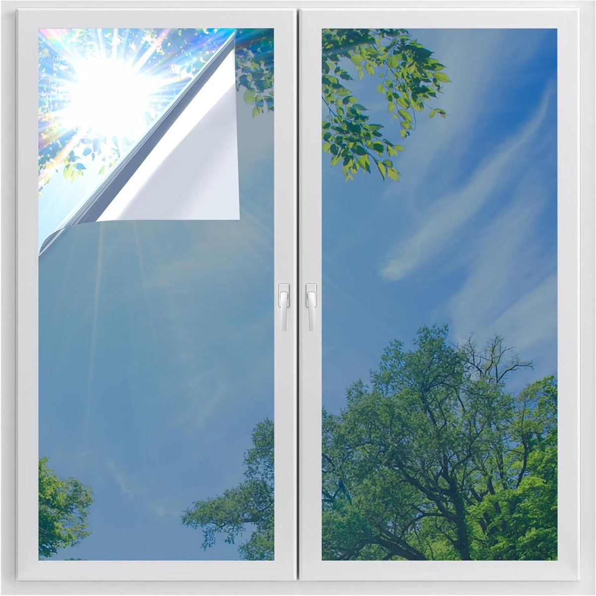Merkloze Reflecterende Raamfolie - Zilveren Eénrichtings Spiegelfolie voor Privacy en Warmte-isolatie - 45 x 400 cm