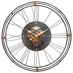 Nextime Quarzwanduhr Wire Gear Clock Ø 90,5 cm Alu, Eisen, Stahl & Metall Gold Kupfer