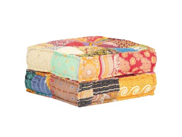 KTHLBRH Sitzsack, 60 x 70 x 36 cm, Patchwork-Stoff, mehrfarbig Füllung aus Polyester, 100 % Baumwolle, fühlt sich weich an, kann als Sofakissen umgewandelt werden, maximale Belastung 110