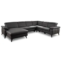 Polsteria Wohnlandschaft Lava Leder Schwarz