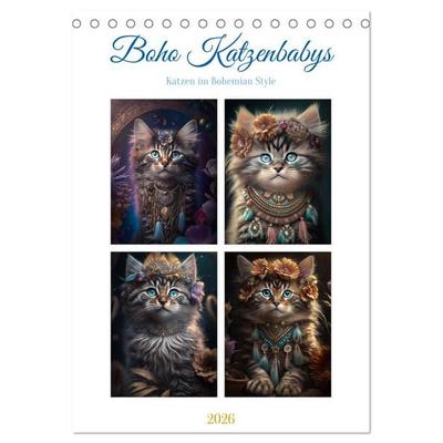 Boho Katzenbabys (Tischkalender 2026 DIN A5 hoch), CALVENDO Monatskalender