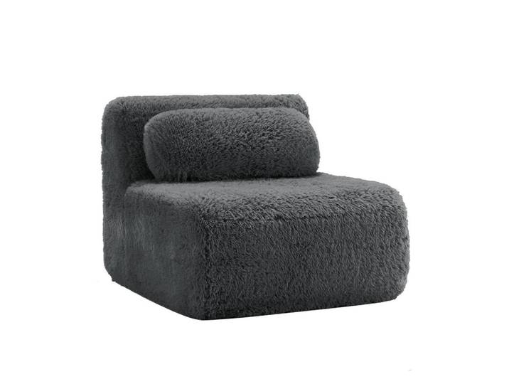 Flora Grace Sofa in Grau aus Plüsch mit weicher Polsterung und flexiblem Aufbau, 104x73x87 cm, Wohnzimmer, Sofas & Couches, Sofas