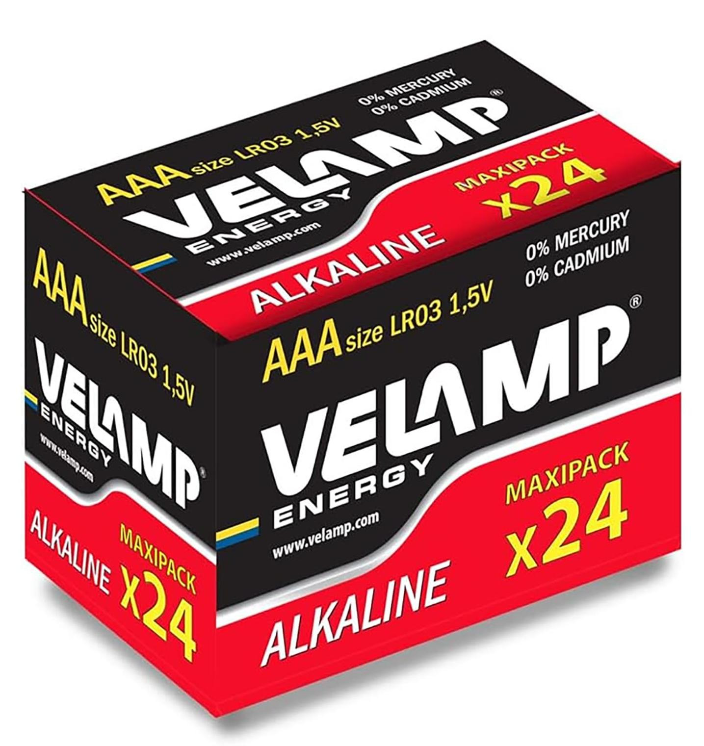 VELAMP Mini Stilo Alkaline Batterijen LR03 AAA, 1,5 V - 24 stuks