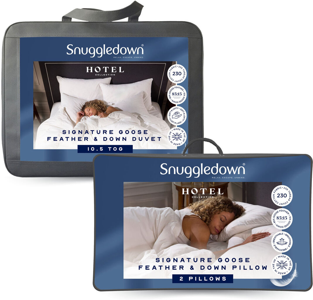 Luxurious Hotel Snuggledown Signature Goose Feather & Down Duvet 10.5 Tog All Year Summer & Winter Cotton Cover White Kingsize