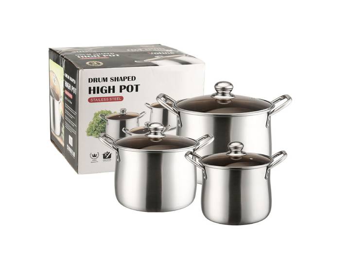 Pot à soupe gonflable en acier inoxydable, ensemble de 6 pièces, marmite à soupe, bouillie domestique, marmite braisée, cuisinière à induction à gaz universelle