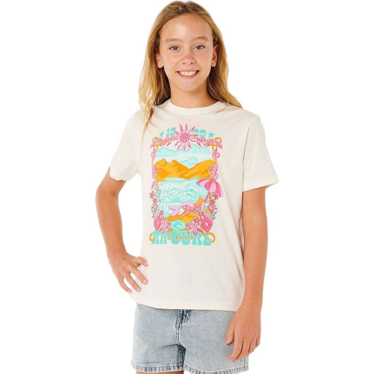 RipCurl Sunshine Squad Band Tee - Girl bone (3021) 12 06AGTE-3021-12