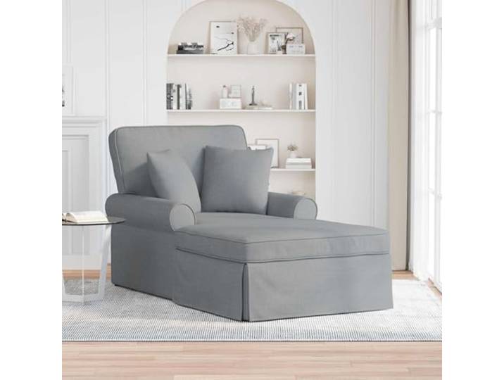 smnyxs Loungesessel mit Rock und 2 Kissen, Stoff, hellgrau, 3 Stück Atmungsaktiver Stoff, abnehmbare Kissen, 40 x 40 cm, gepolsterte Armlehnen, zeitloses modernes Design, einfache Reinigung