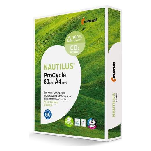 Nautilus Recyclingpapier ProCycle CO2 neutral DIN A4 80 g/qm 500 Blatt (A4, 500 Blätter, 80 g/m²) (801057A80S)