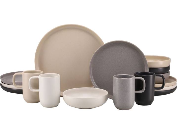 Kombiservice CREATABLE Uno, Geschirr-Set, 16-tlg. , metropol, 16, Steinzeug, Geschirr-Sets, Kombiservice, Seidenmatten, Spezialglasur, Klare Konturen mit sanften Rundungen