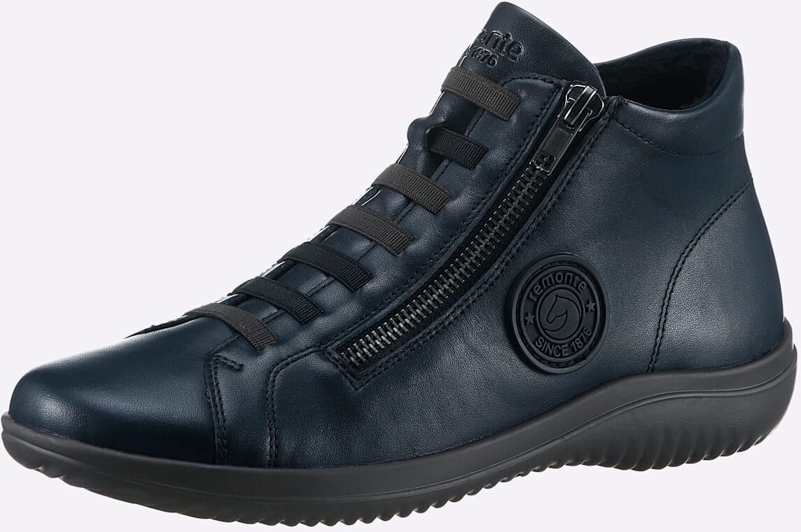 Stiefelette REMONTE, Damen, Gr. 37, blau (rauchblau), Glattleder, Schuhe Stiefelette rauchblau 37